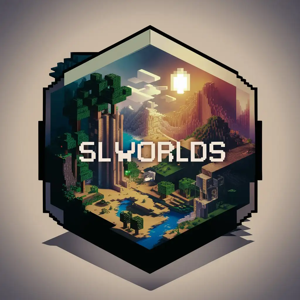 создай иконку для сервера в майнкрафте с названием SLWorlds в стиле майнкрафт