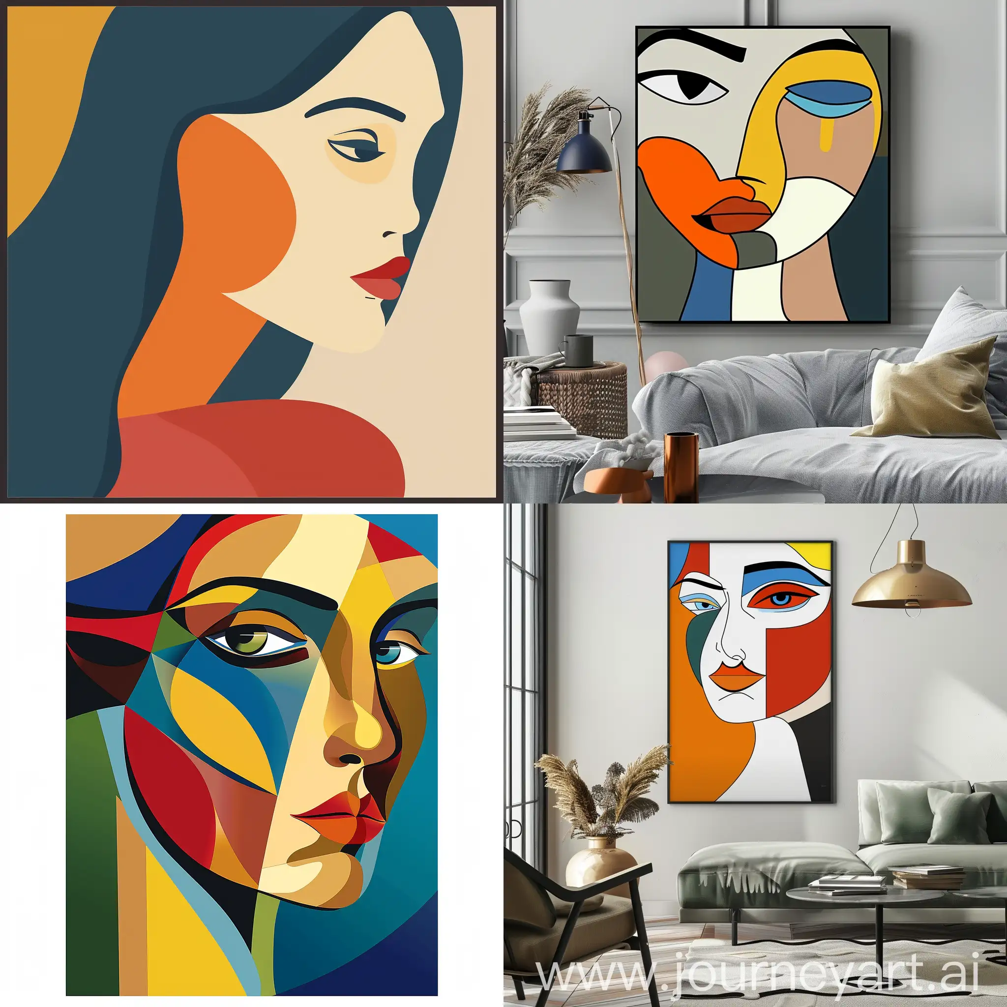 Abstract-Cartoon-Female-Portrait-Poster-on-Wall-by-Alexander-Archipenko-and-Keith-Negley