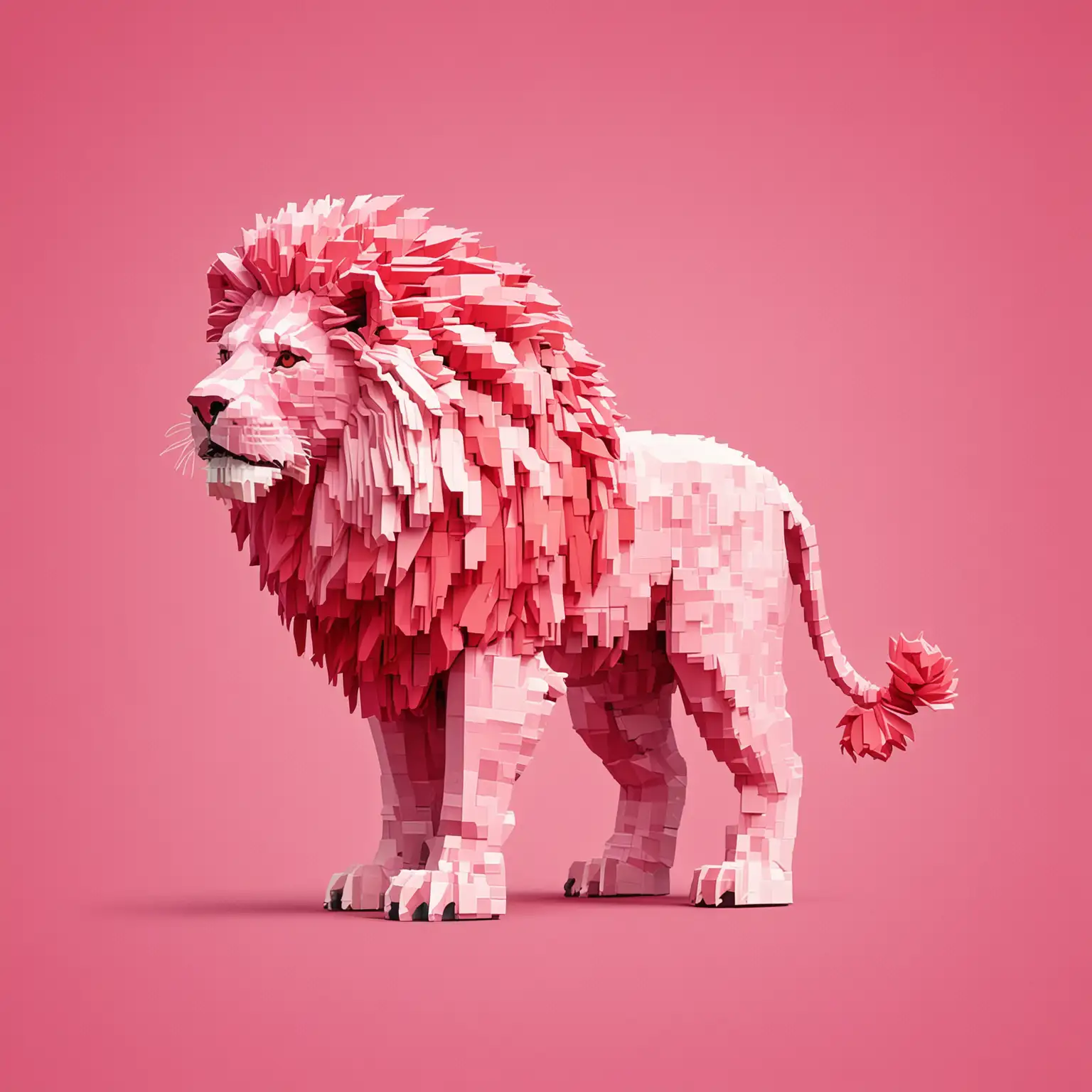 Pixelated Pink Lion on Pink Background