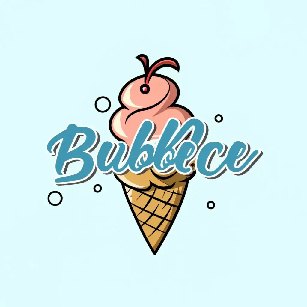 a logo design,with the text "Bubble Ice", main symbol:ice cream,Moderate,be used in Retail industry,clear background
