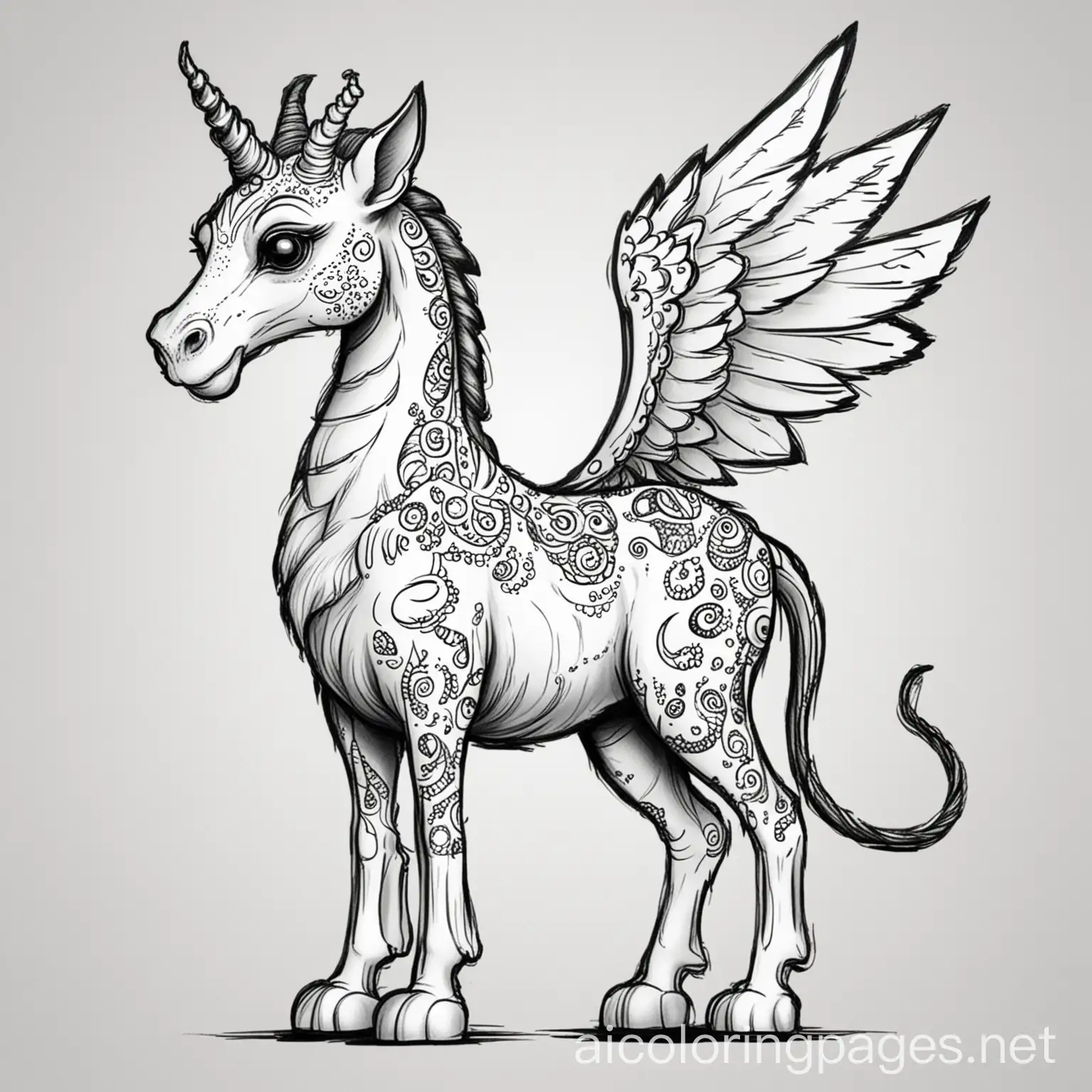 Chimera-Coloring-Page-with-Giraffe-Neck-Snake-Tail-Cat-Head-and-More