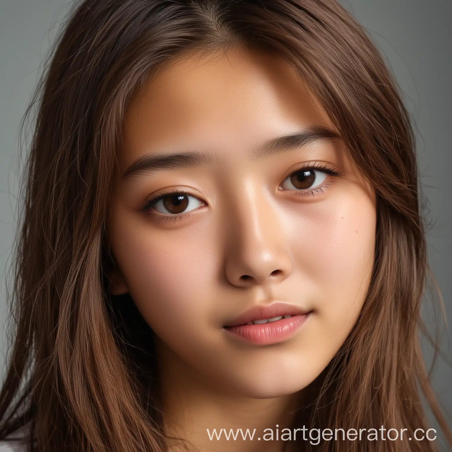 Portrait-of-a-BrownHaired-Asian-Teenage-Girl-19-Years-Old