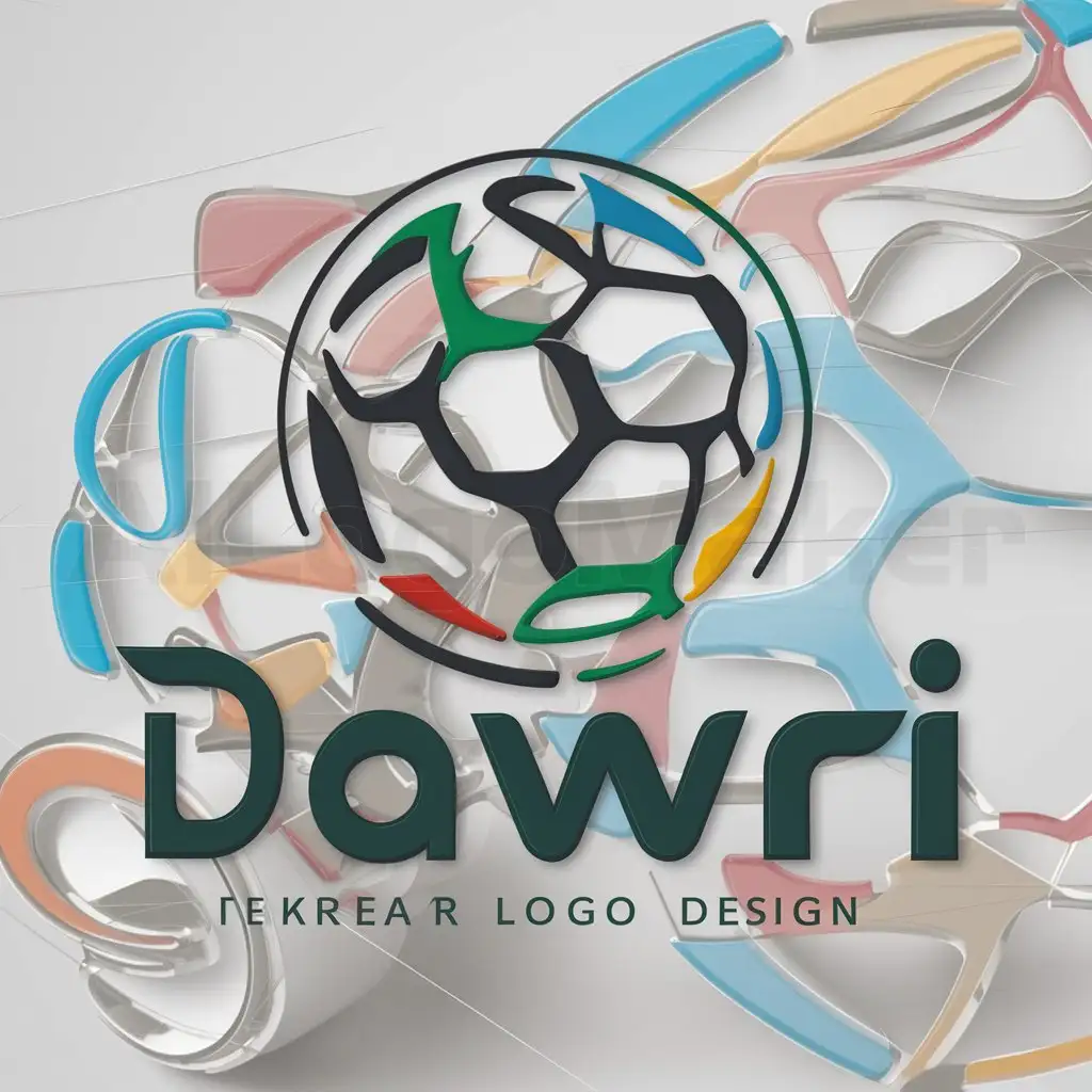 a logo design,with the text "Dawri", main symbol:multicolor soccer,complex,clear background