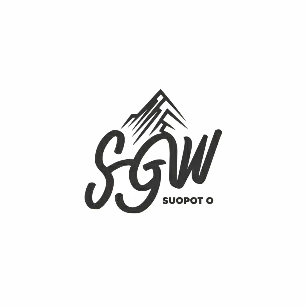 a logo design,with the text "sgw", main symbol:colorful mountain with shield, cursive, white background,Minimalistic,be used in Construction industry,clear background