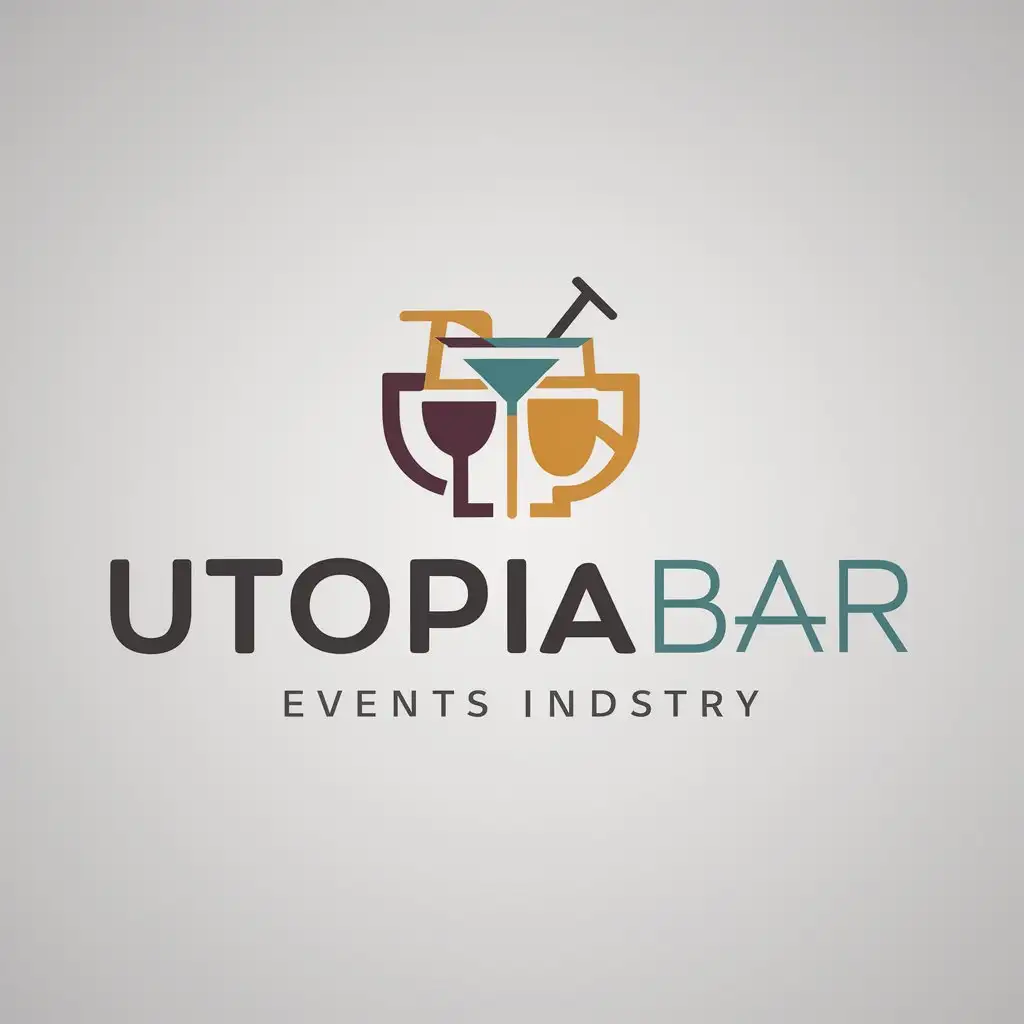 a logo design,with the text "UtopiaBar", main symbol:alcohol drinks,Moderate,be used in Events industry,clear background