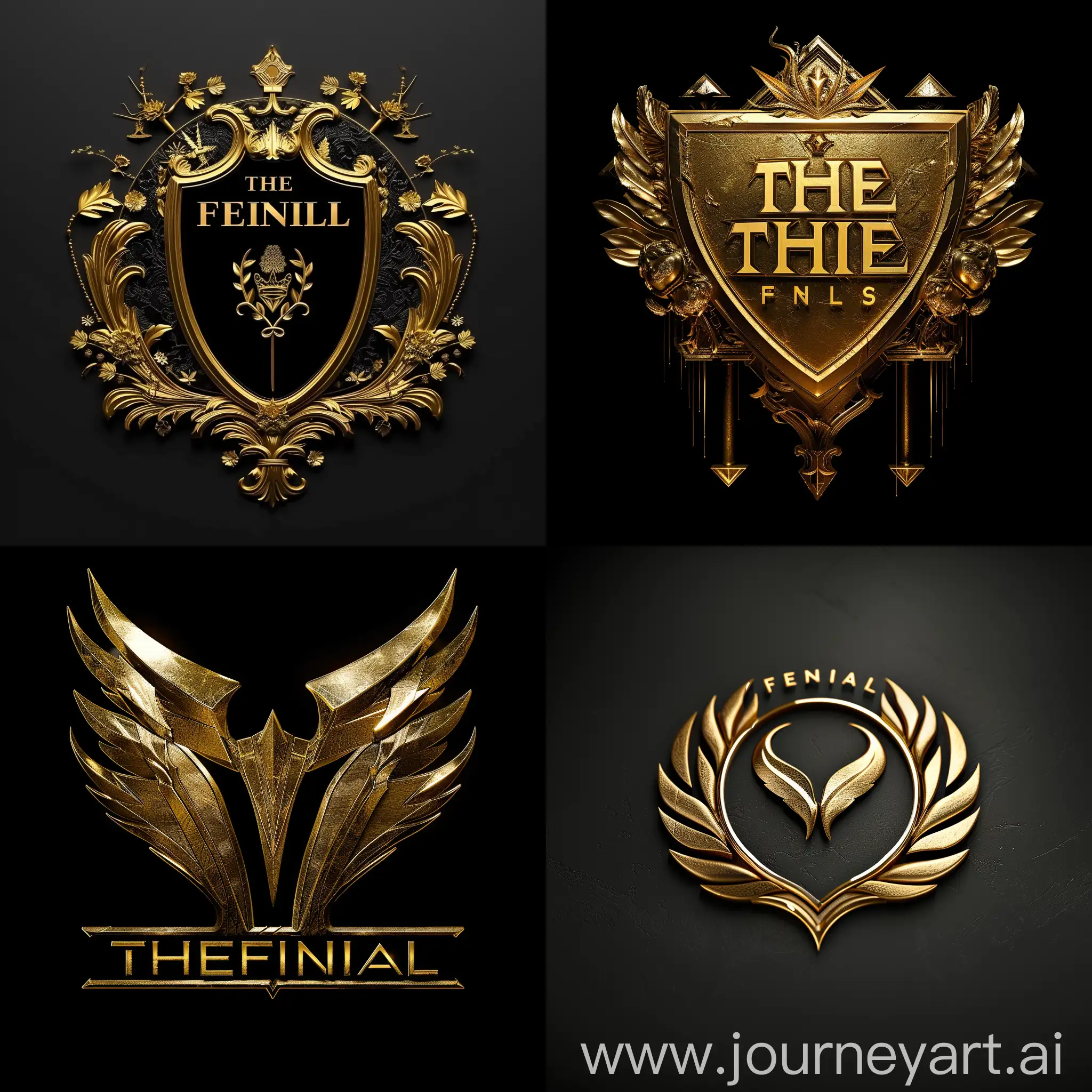 золотой логотип игры THE FINALS на черном фоне