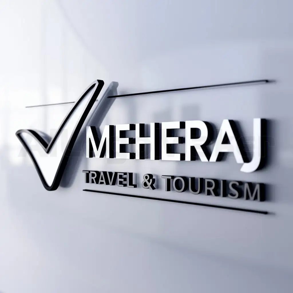 a logo design,with the text "MEHERAJ TRAVEL & TOURISM", main symbol:check mark,Moderate,clear background