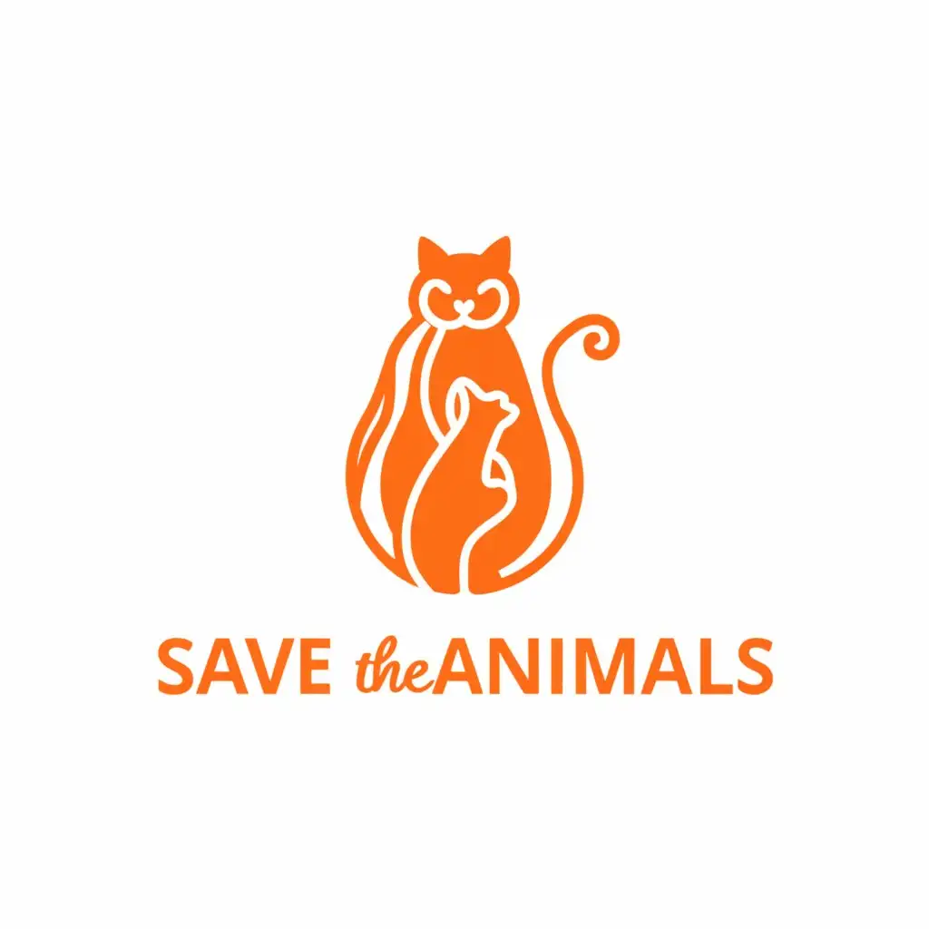 a logo design,with the text "Save the animals", main symbol:cat prays,Moderate,be used in Animals Pets industry,clear background