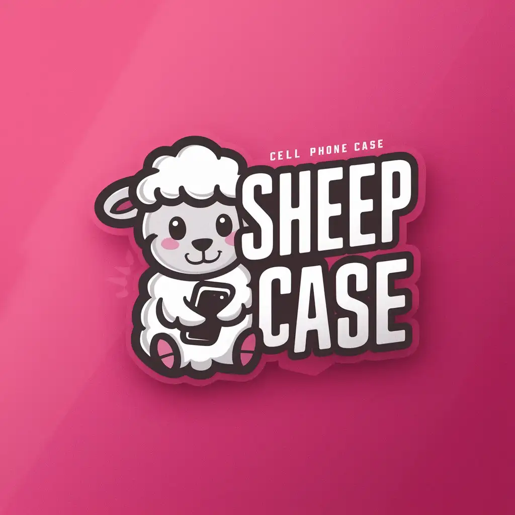 LOGO-Design-For-Sheep-Case-Cute-Lamb-and-Phone-Case-on-Pink-Background