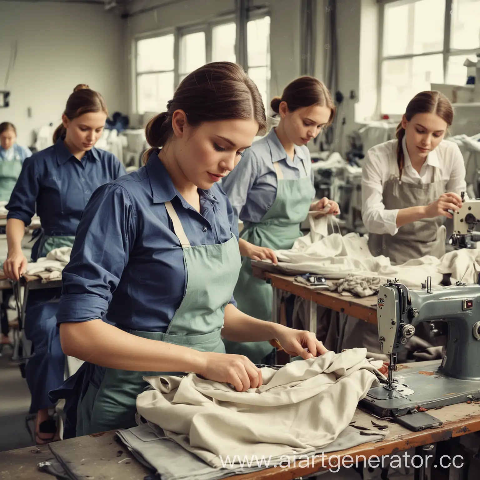 seamstresses, clothing factory, tailoring work