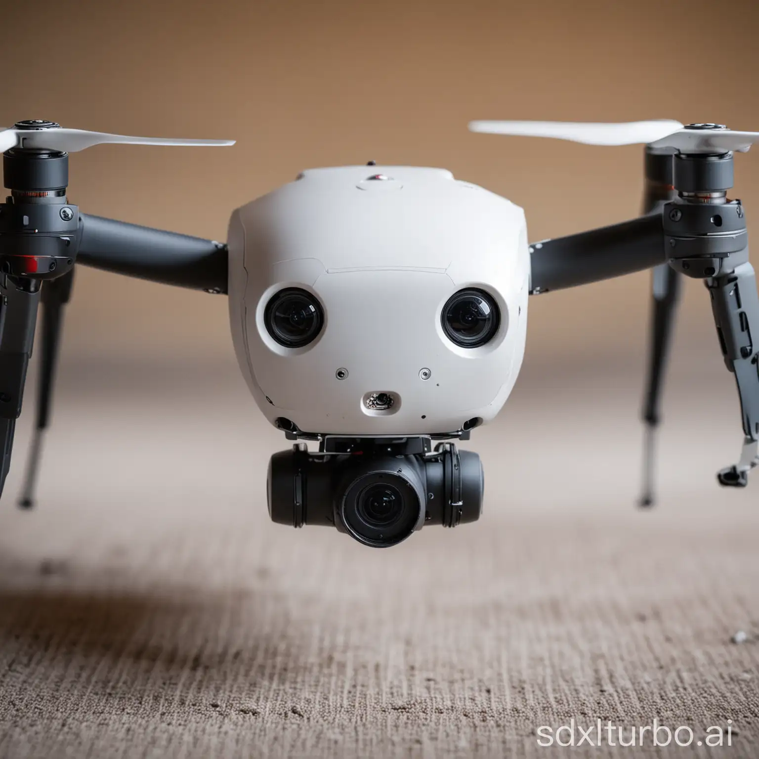 a drone with a face starts talking