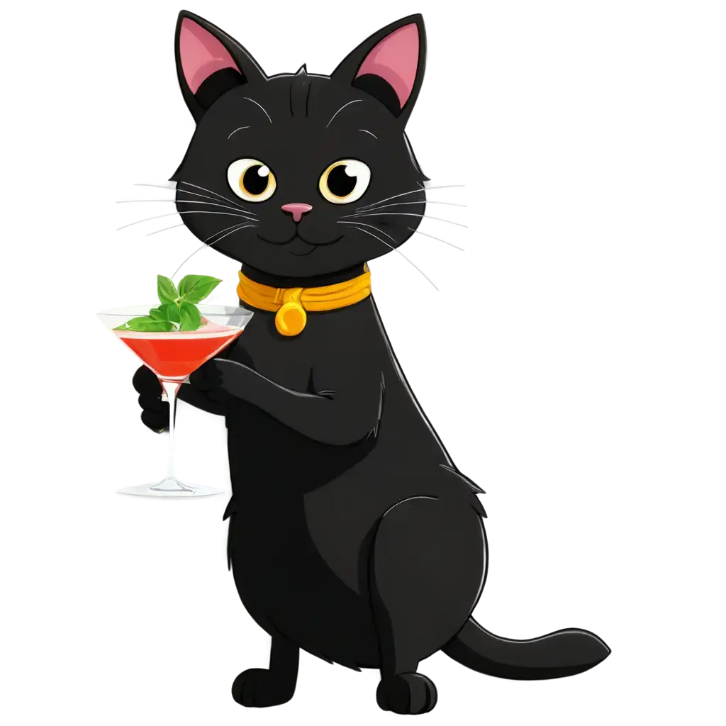 Whimsical-Cartoon-A-PNG-Image-of-a-Sophisticated-Cat-Sipping-a-Cocktail