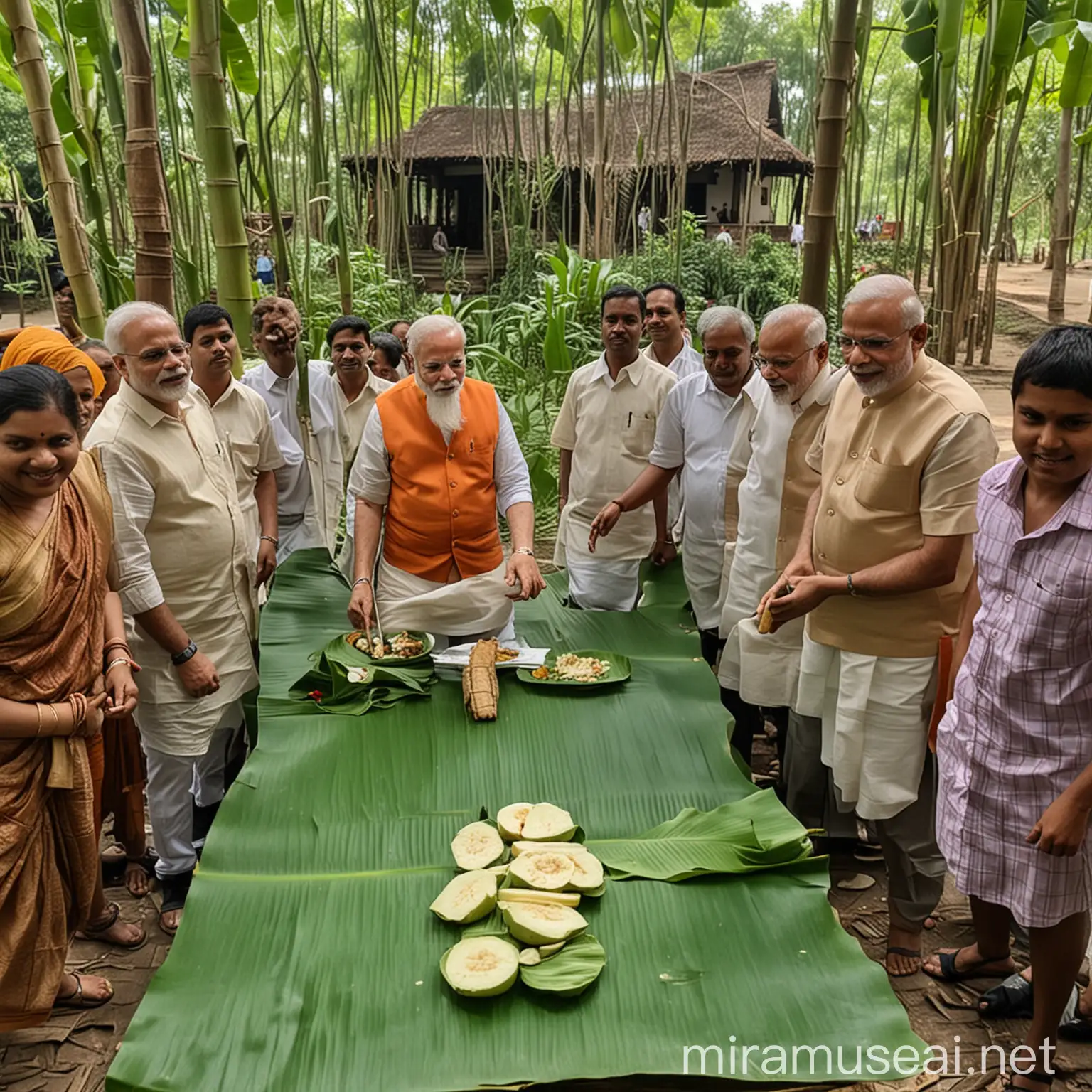 Narendra Modi Enjoying Traditional South Indian Meal on Banana Leaf at Temple