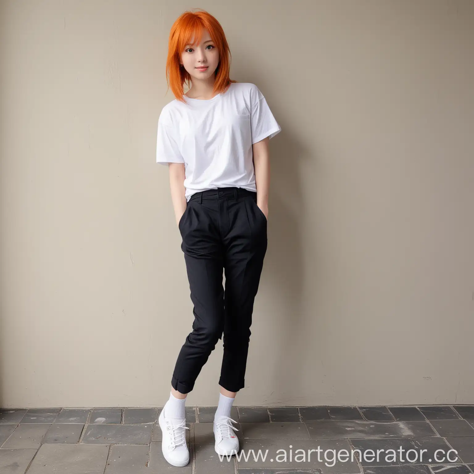 Japanese-Girl-with-Orange-Hair-in-Casual-Outfit