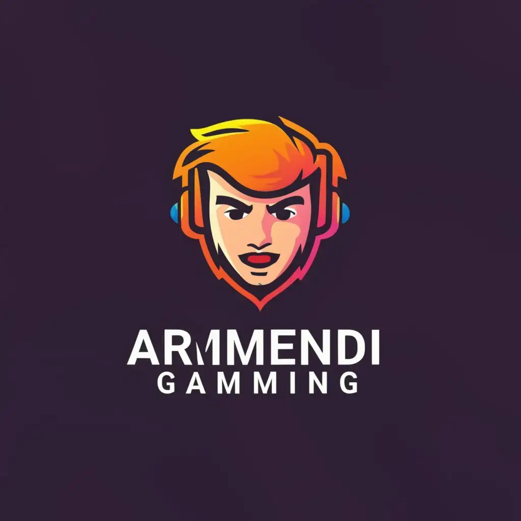 a logo design,with the text "ArmendiGaming", main symbol:gamer,Moderate,clear background