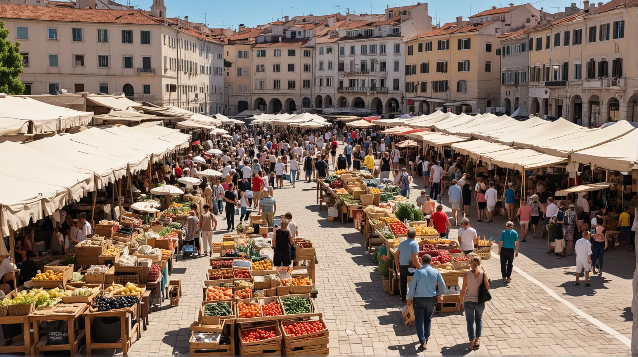 Vibrant Marjan OpenAir Market Scene in Split Croatia