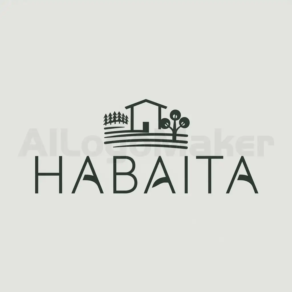 a logo design,with the text "HABAITA", main symbol:real estate rural Italy,Minimalistic,clear background
