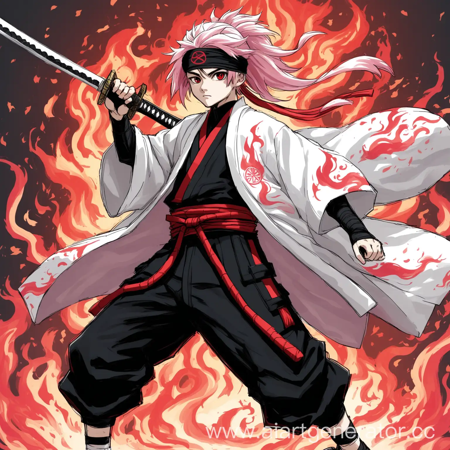 Teenage-Ninja-Warrior-with-White-Haori-and-Red-Flame-Design