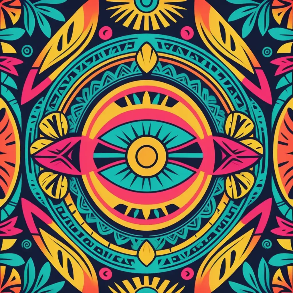 Vibrant Polynesian Style Poster Background with Colorful Flair