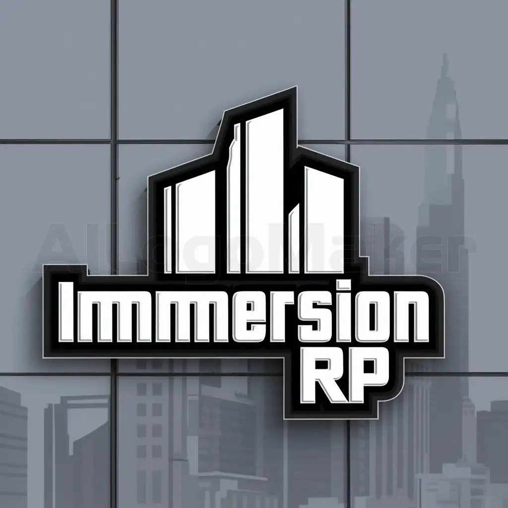 a logo design,with the text "Immersion RP", main symbol:Skycrapers gta5,Moderate,be used in Others industry,clear background