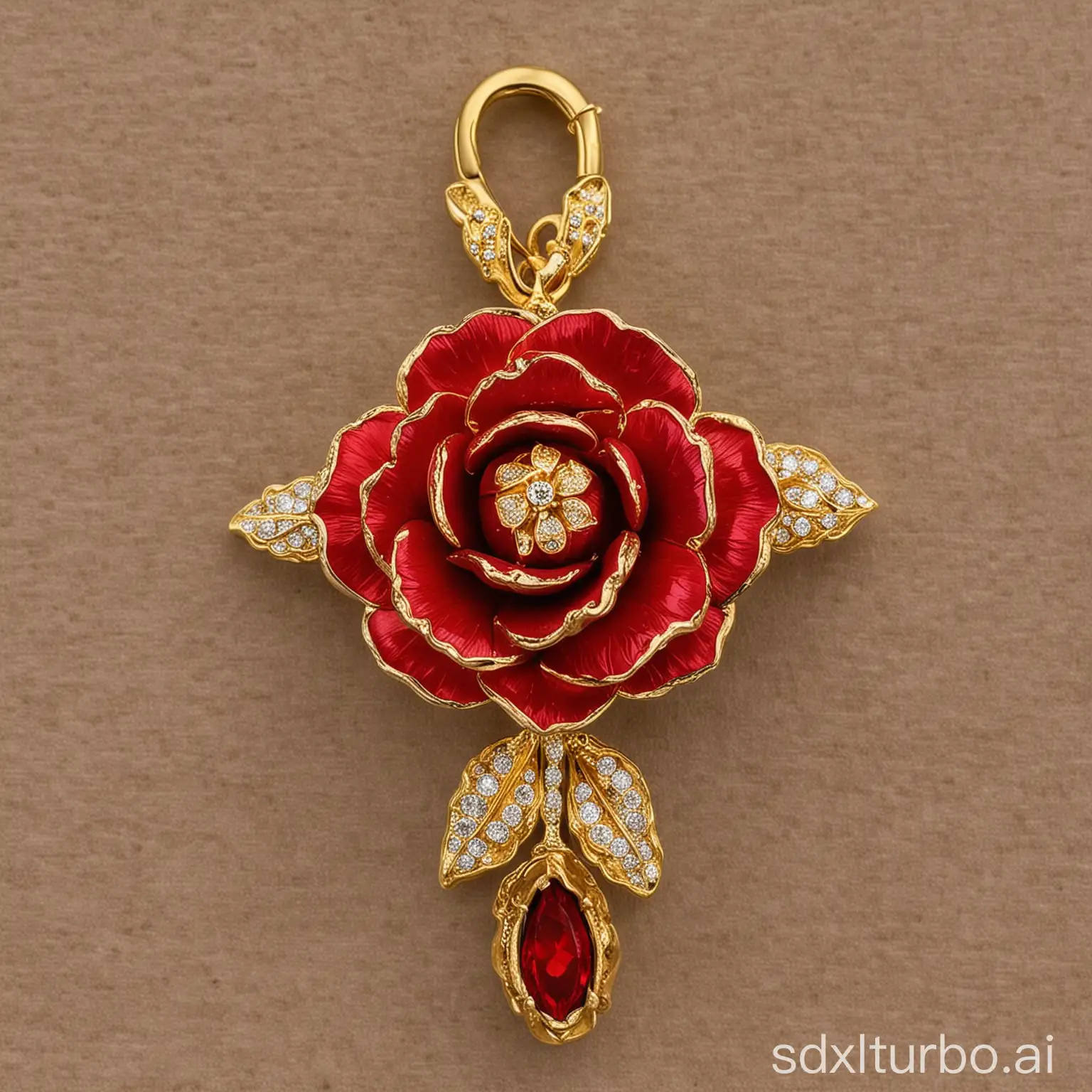Red-Rose-on-Golden-Jewelry-Exquisite-Floral-Arrangement-atop-Luxurious-Accessories