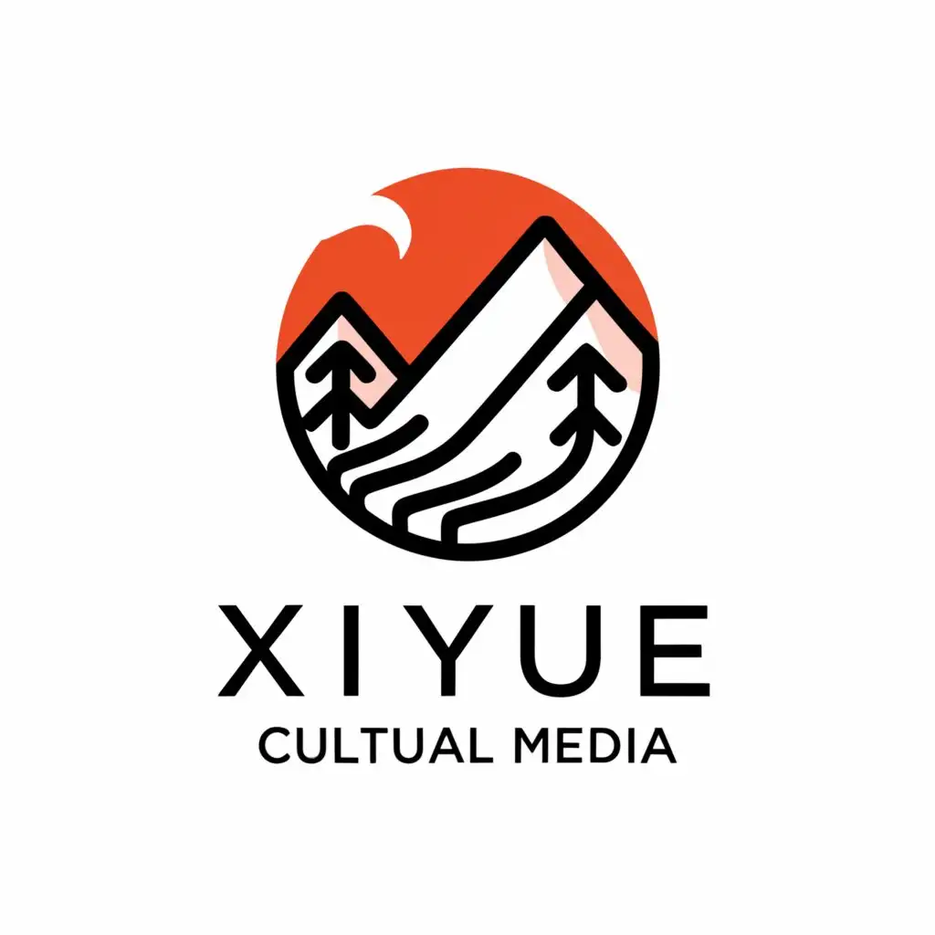 a logo design,with the text "XI YUE CULTURAL MEDIA", main symbol:Mountains, trees, rivers,Minimalistic,be used in Entertainment industry,clear background