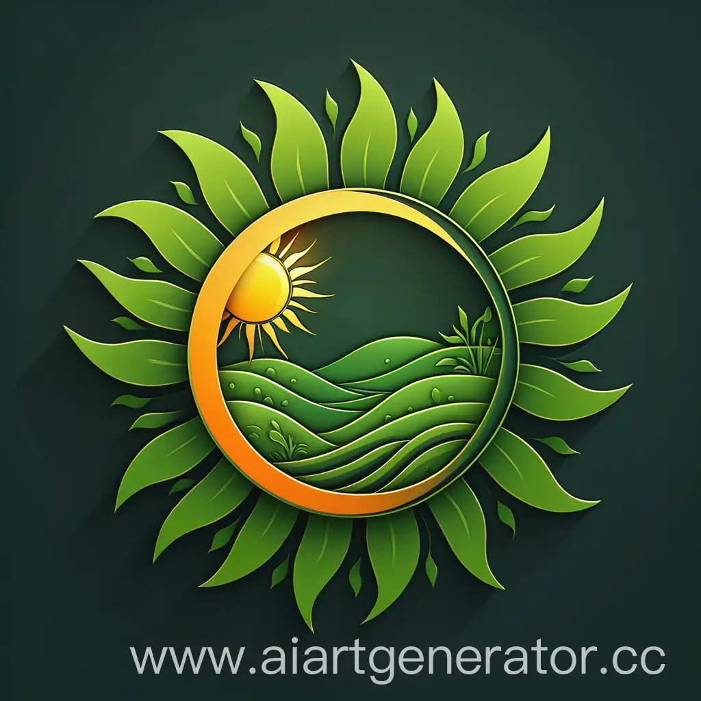 Abstract-Sun-Symbol-with-Vegetation-in-Channel-Logo-Design