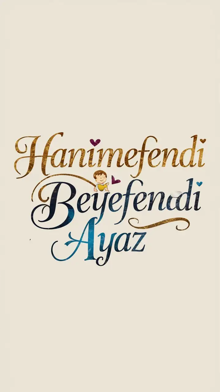 A woman whose name is Hanımefendi and a man whose name is Beyefendi and they have a child whose name is Ayaz, can you make me a logo for that?
