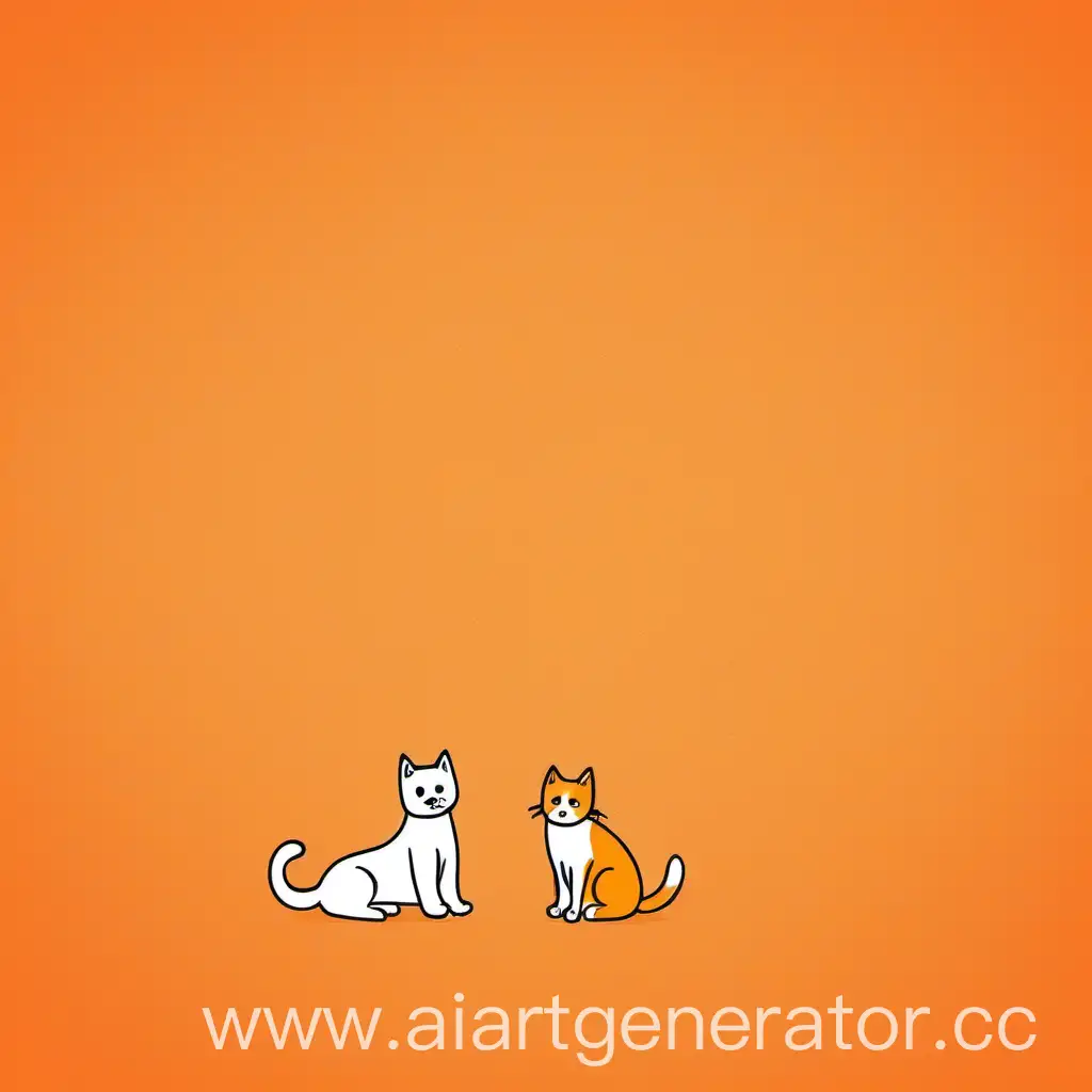 Пустой Оранжевый фон нарисованные собака кошка
