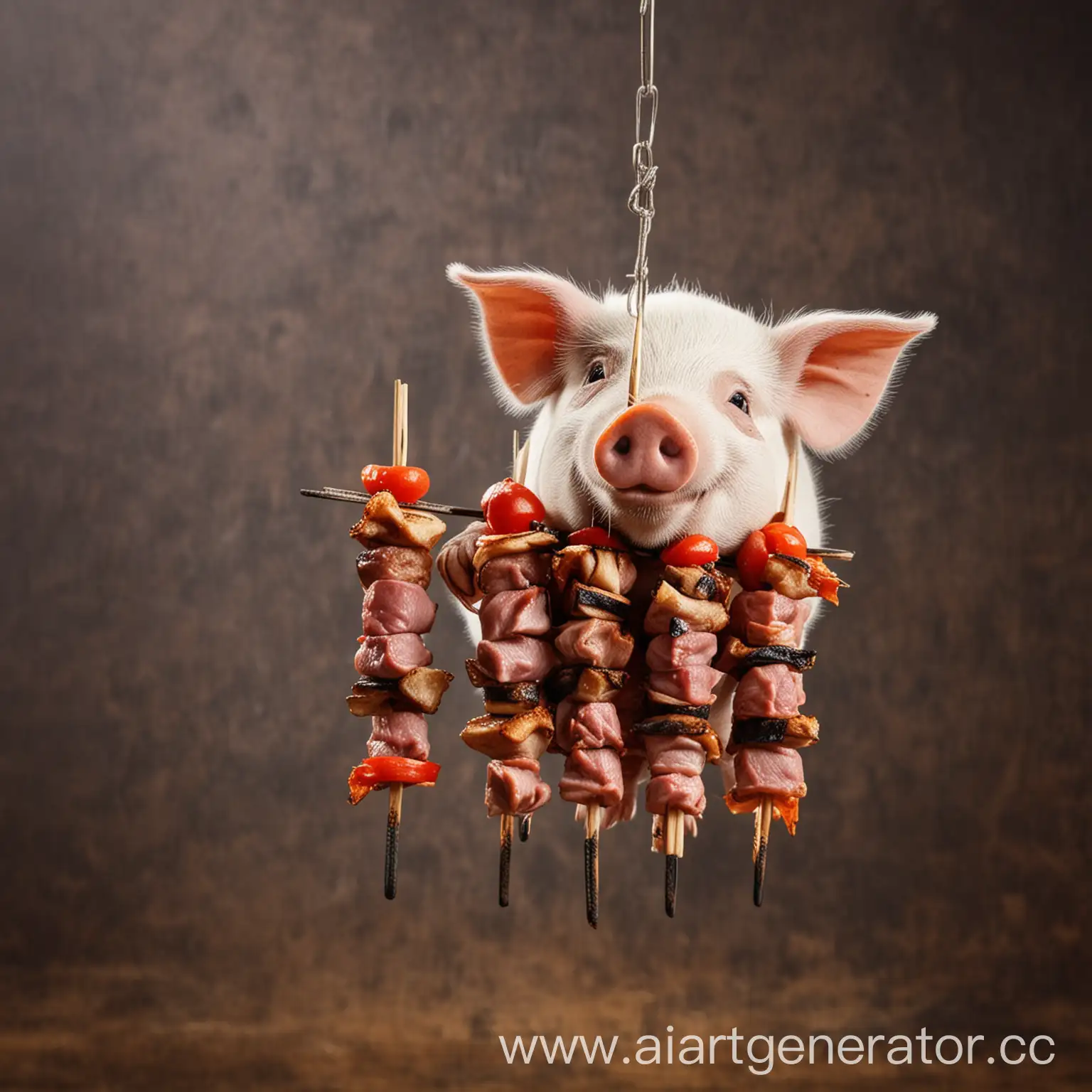 Cheerful-Pig-with-Three-Skewers-of-Shashlik