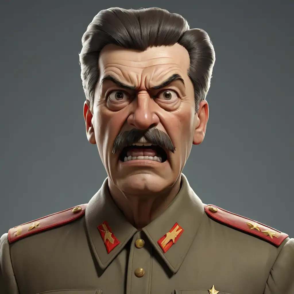 Angry Evil Joseph Stalin in Realism Style 3D Animation