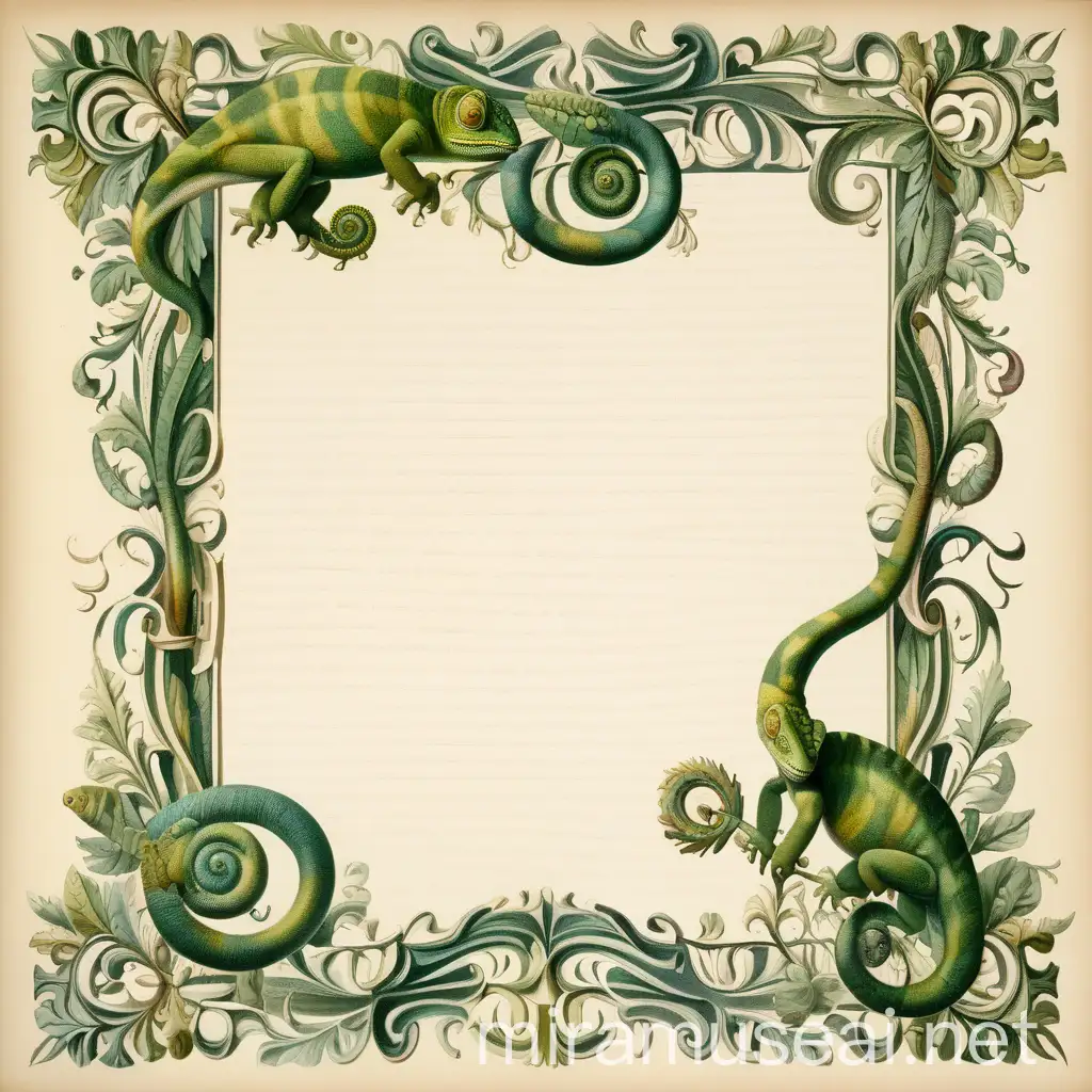 Victorian Calligraphic Chameleon Text Border Ornamentation