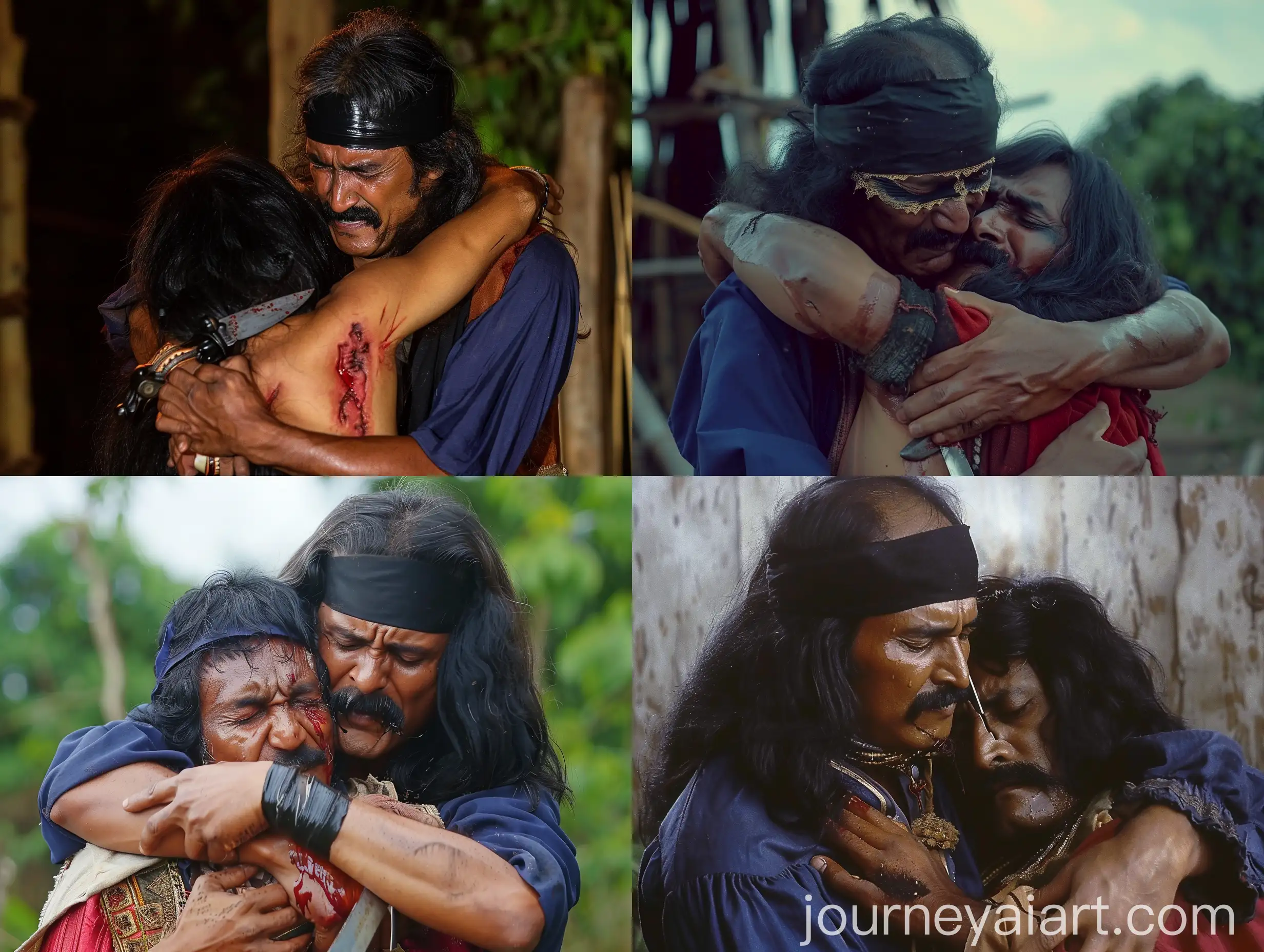 Indonesian-Kingdom-Warrior-Embracing-Wounded-Companion