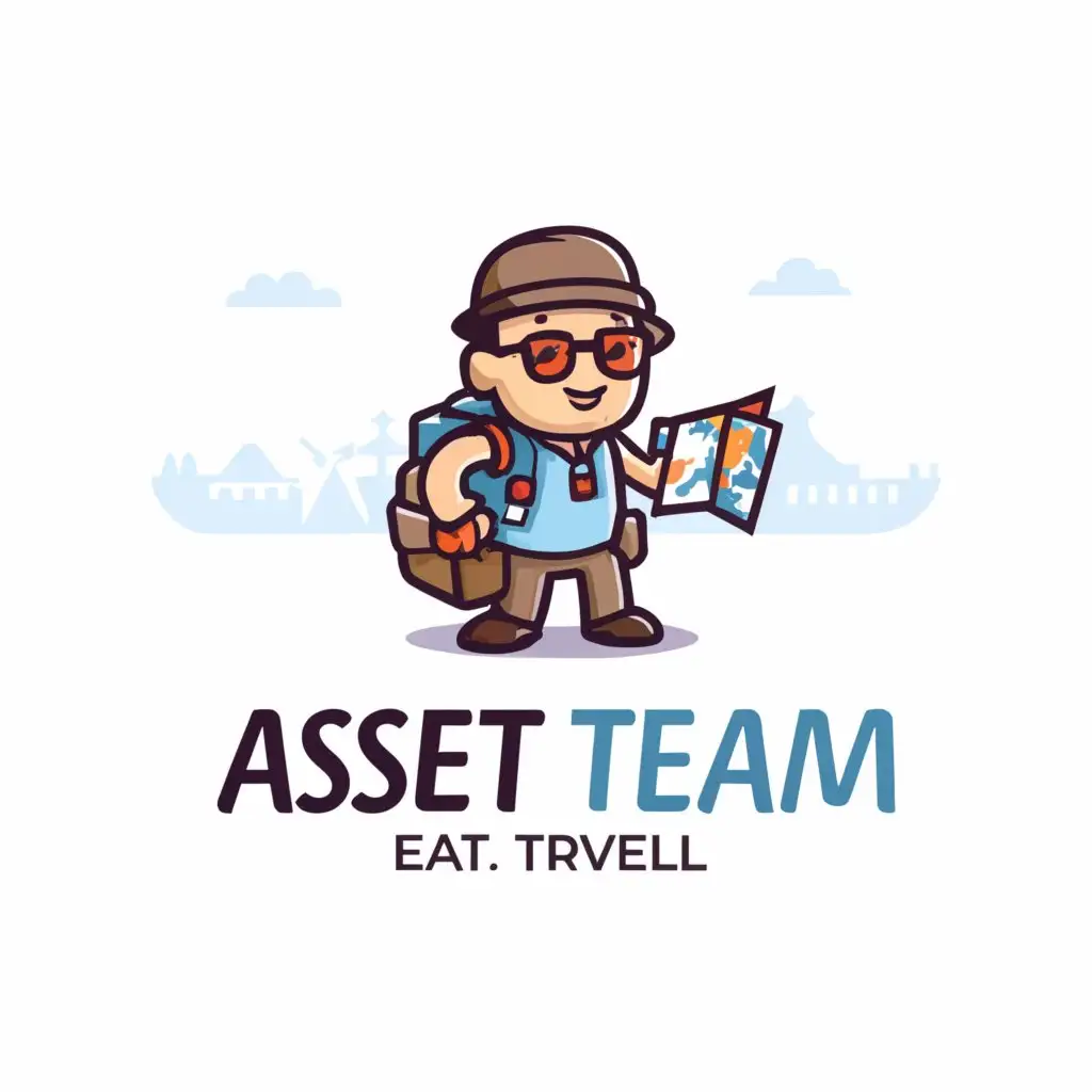 a logo design,with the text "ASSET TEAM", main symbol:CARTOON,Moderate,be used in Travel industry,clear background