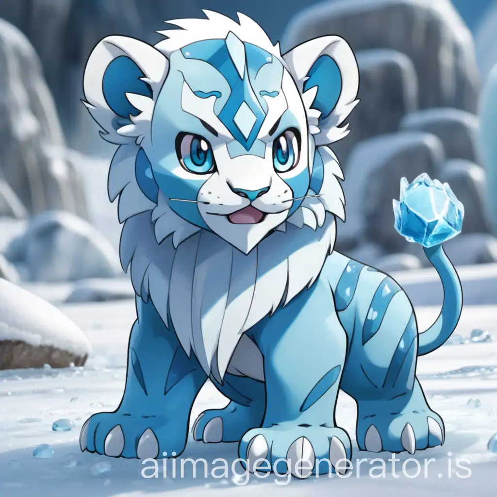 Adorable-Ice-Lion-Cub-Pokmon-Frolicking-in-Arctic-Tundra