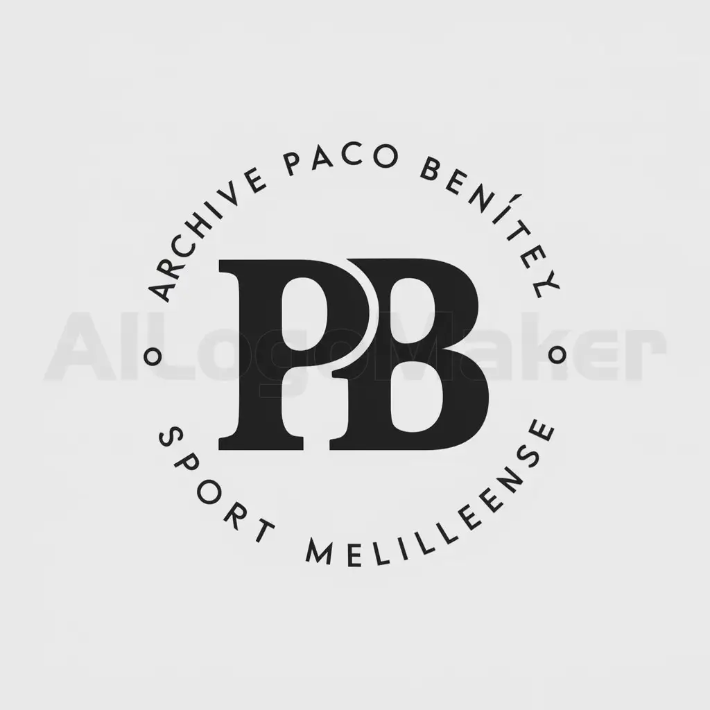 a logo design,with the text "PB", main symbol:Logo circular, with the letters 'PB' in the center, and around the words 'Archive Paco Benítez' and 'Sport Melillense'.,Moderate,be used in Archivo industry,clear background