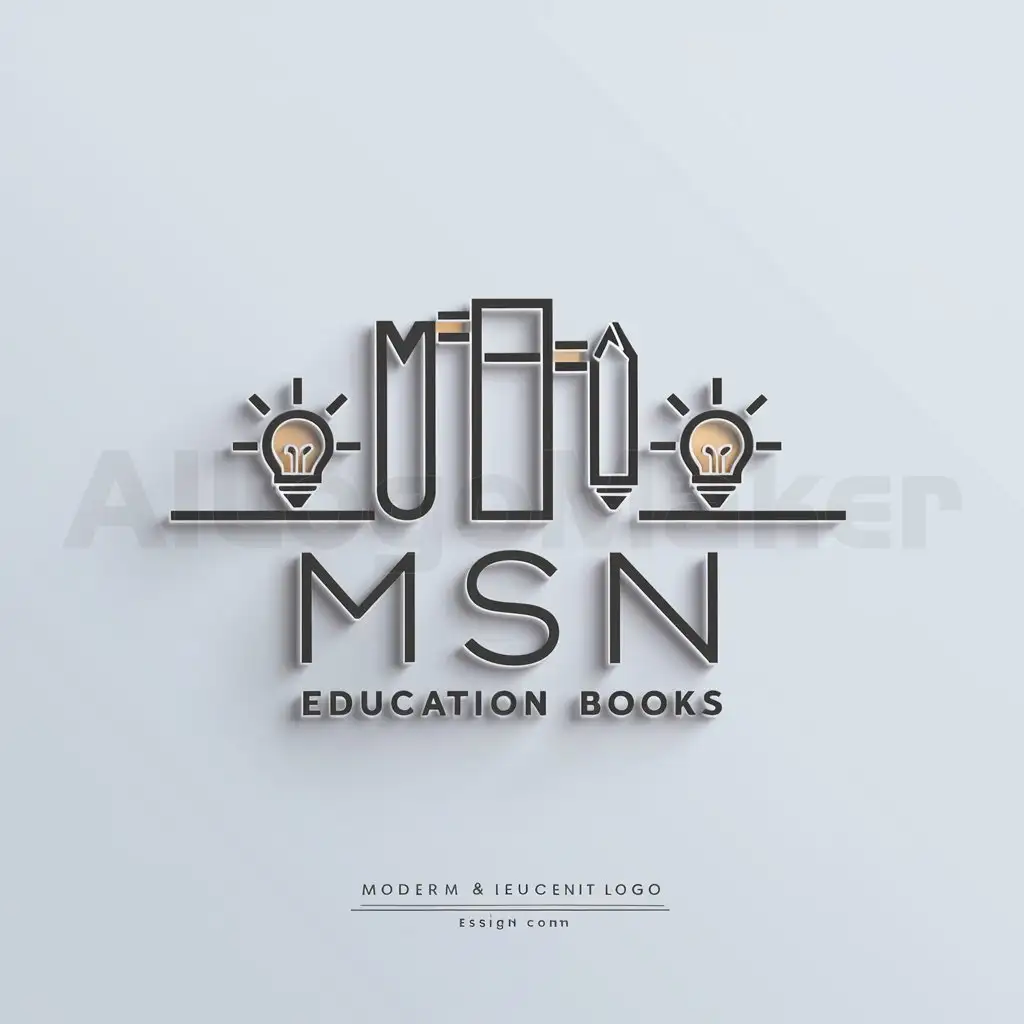 a logo design,with the text "MSN", main symbol:books, pencils, light bulbs,Minimalistic,be used in Education industry,clear background