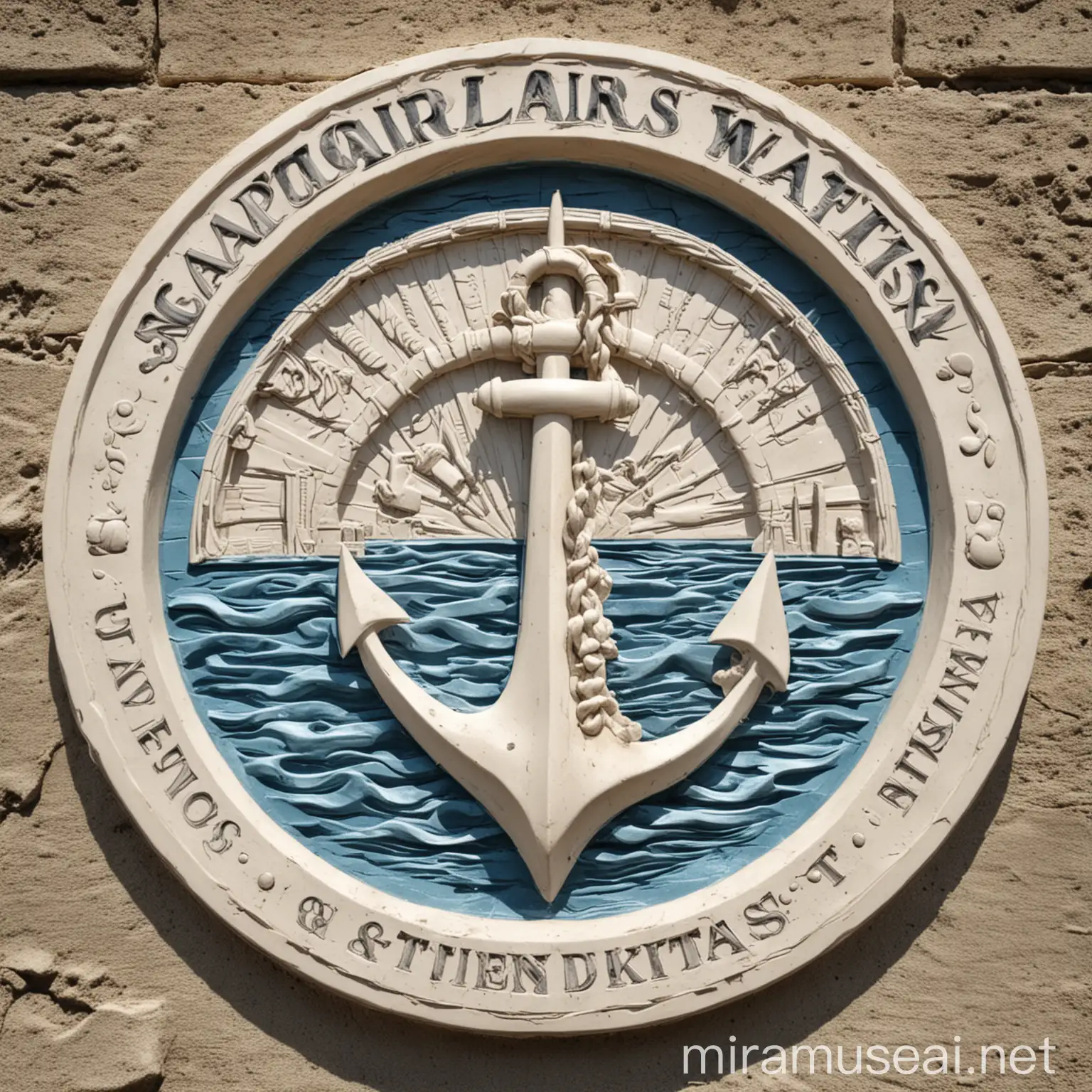 Nautical Coastal Waterway Bas Relief Logo