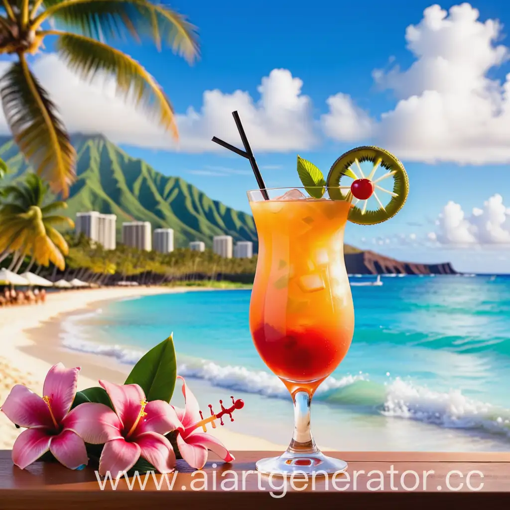 Refreshing-Tropical-Cocktail-on-Hawaiian-Beach