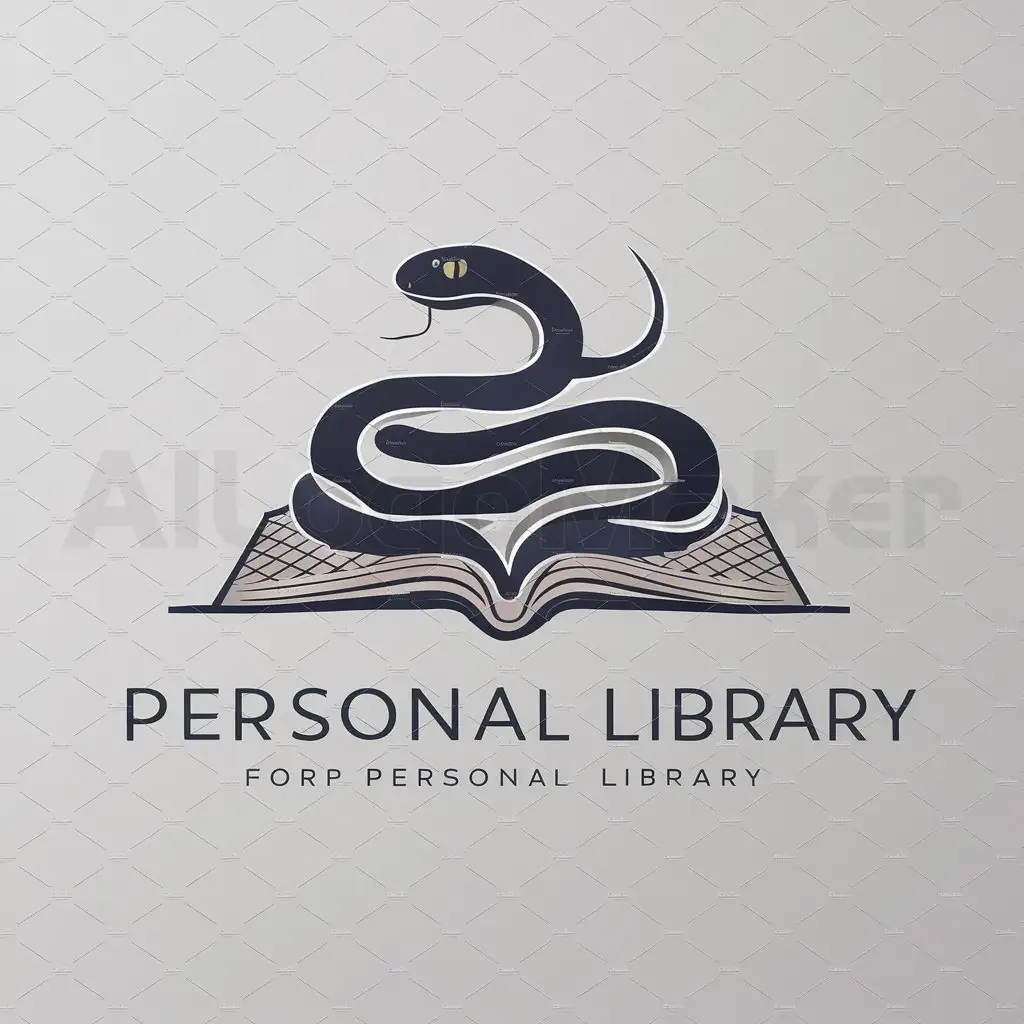 a logo design,with the text "for personal library", main symbol:snake and book,Moderate,clear background