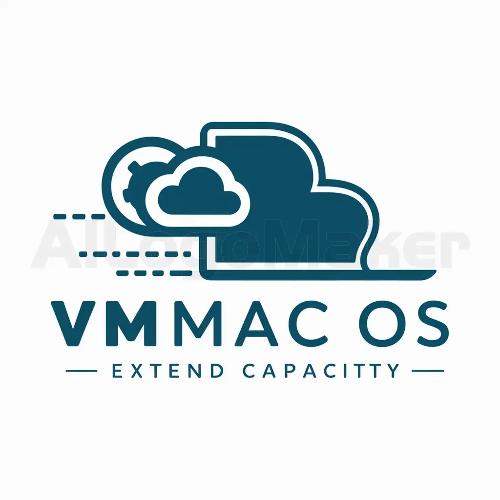 a logo design,with the text "vmMac OS extend capacity", main symbol:vmMac OS virtual machine disk expand,Moderate,be used in Internet industry,clear background