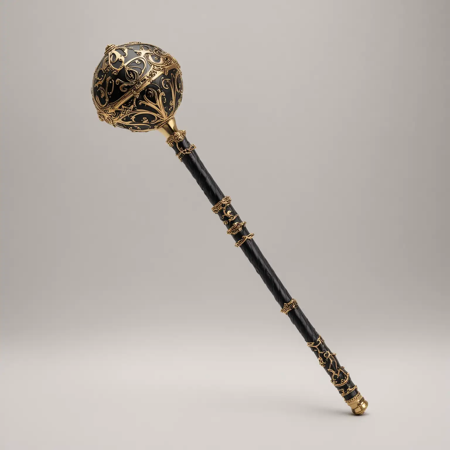 HighQuality-Black-and-Gold-Combatable-Mace-on-White-Background