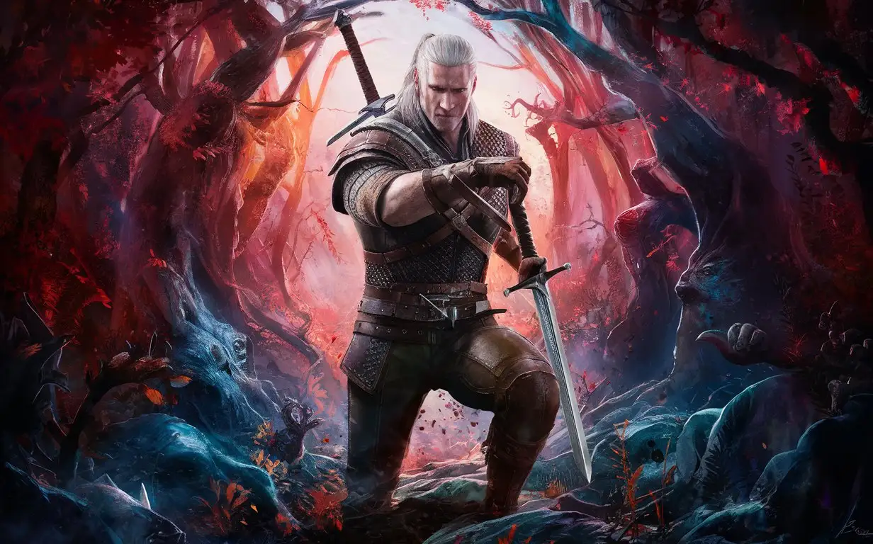 Attractive COLORFUL preview for a stream of the game WITCHER 2