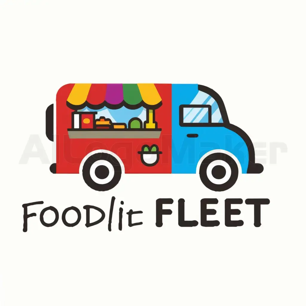 a logo design,with the text "Foodie Fleet", main symbol:A food truck,Moderate,be used in Others industry,clear background