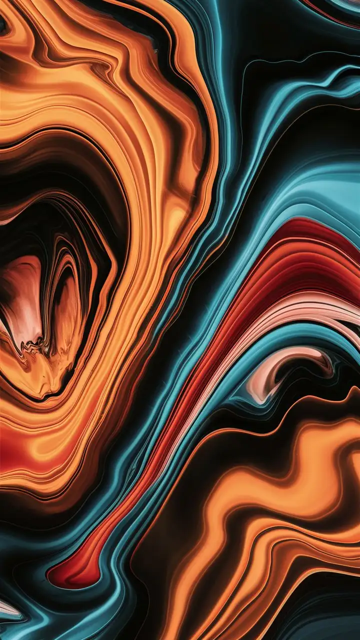 Vibrant Abstract Swirling Patterns in Orange Red Blue and Black