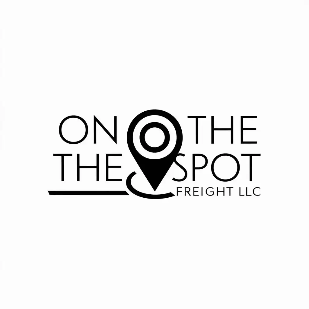 a logo design,with the text "On the spot freight LLC", main symbol:a gps marker pin used in navigation applications will be the center of logo integrated within the text. white background.,Minimalistic,clear background