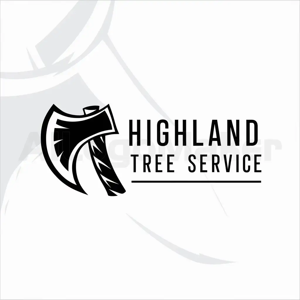 a logo design,with the text "Highland Tree Service", main symbol:Axe,complex,be used in Construction industry,clear background
