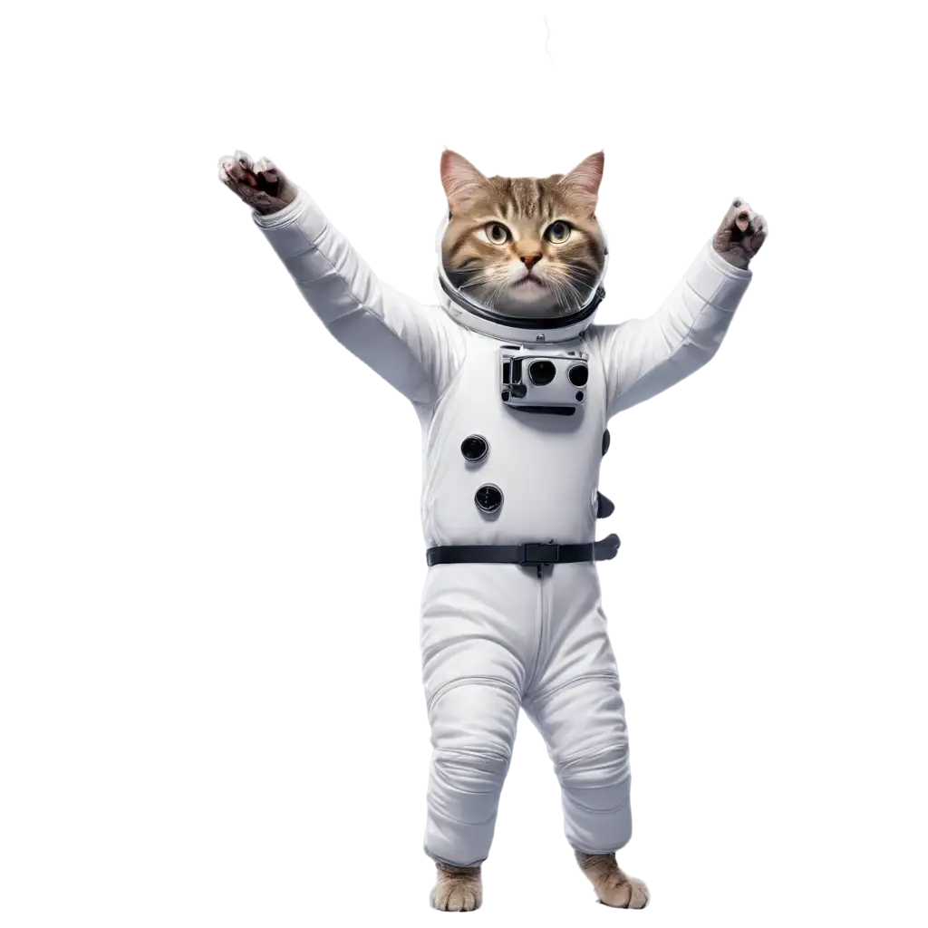 a cat in a spacesuit floating in space