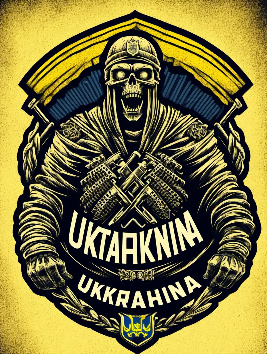 ukrainian ultras, detailed, illustration design, logo, retro style
