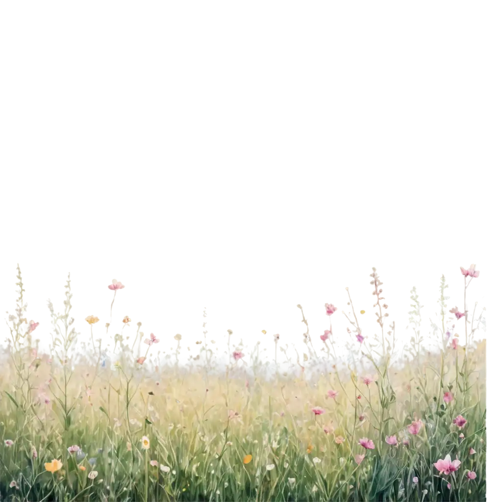 delicate soft pastel watercolor wildflowers field